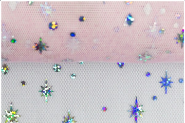 Tüll "Elsa" mit Glitzersternen, rosa, 0,5 m